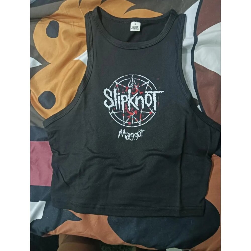 Y2K Slipknot Graphic Crop Top - Breathable & Casual Street Style